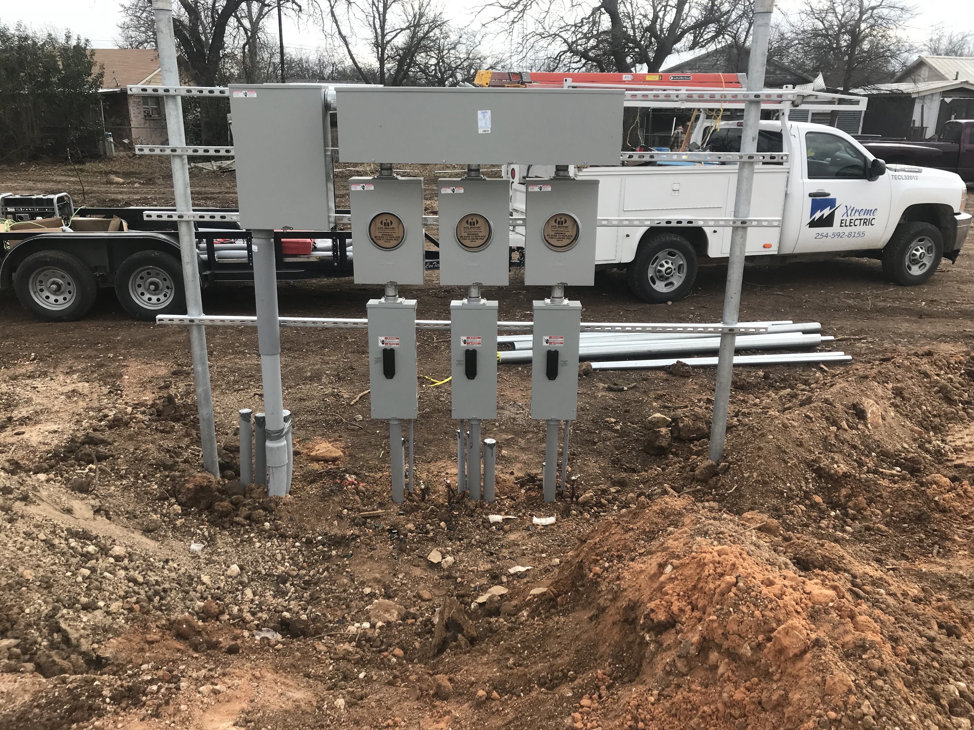 New meter and panel bank installation, construction project