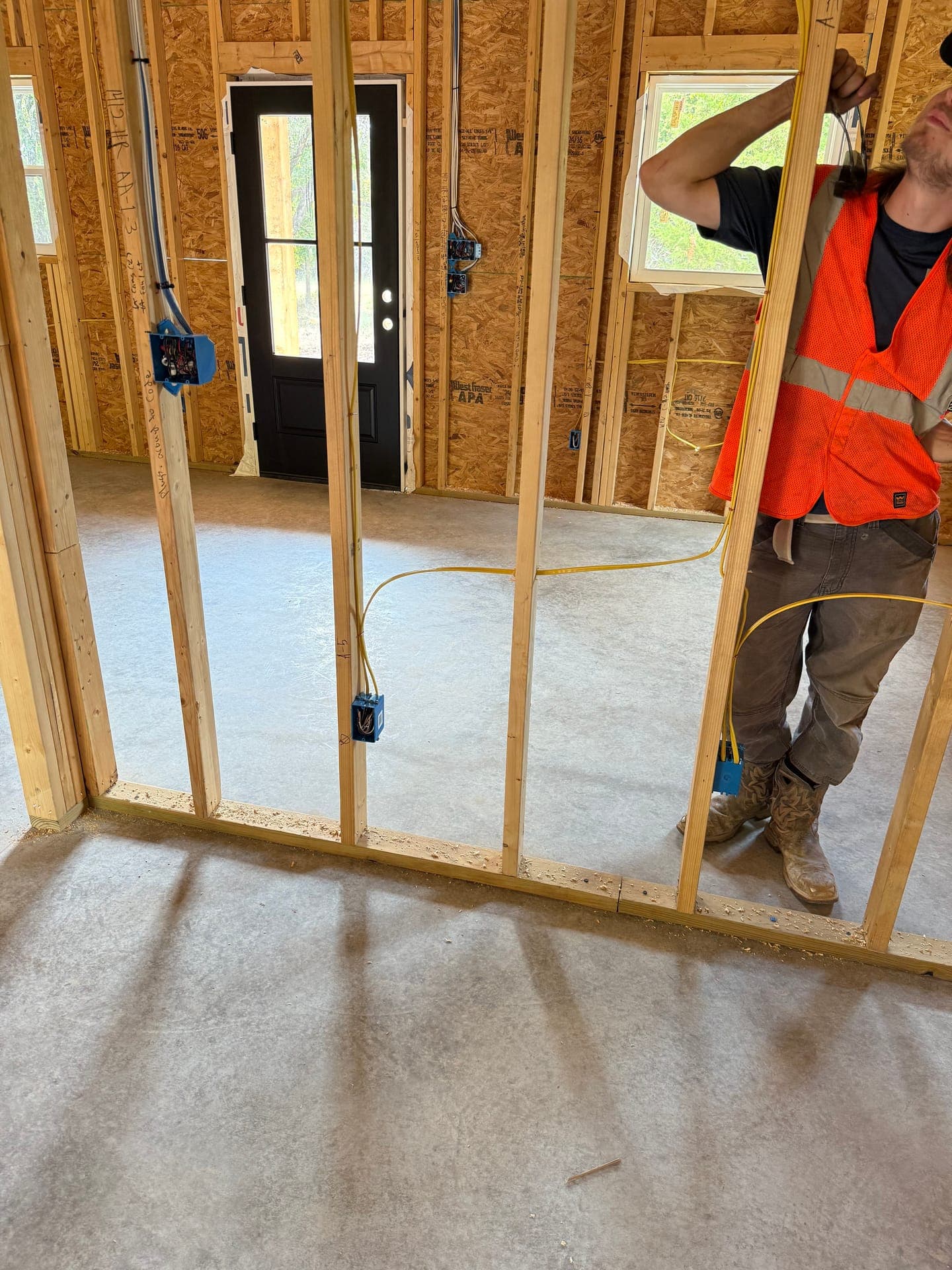 New home wiring during construction